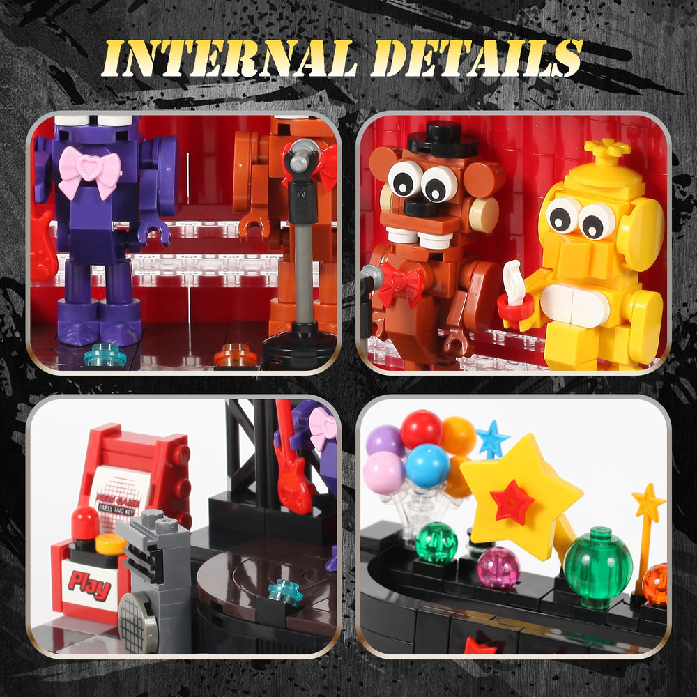 Spaciolo Five Nights LEGO-compatible set, encourages expandable builds and creative display.