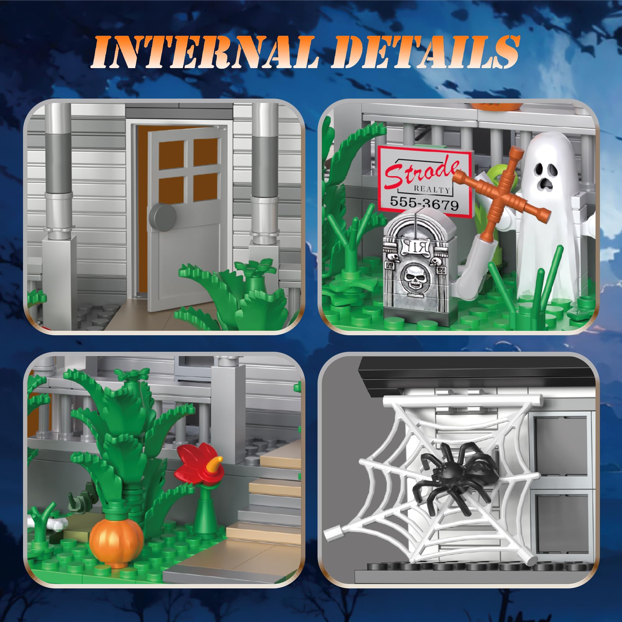 Spaciolo Halloween Building Set boarded windows enhances atmosphere for realistic display
