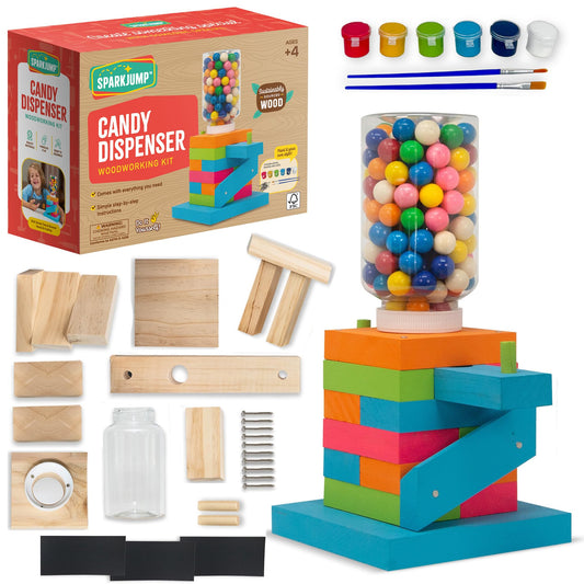 SparkJump candy dispenser kit in assembly supports hands-on learning.