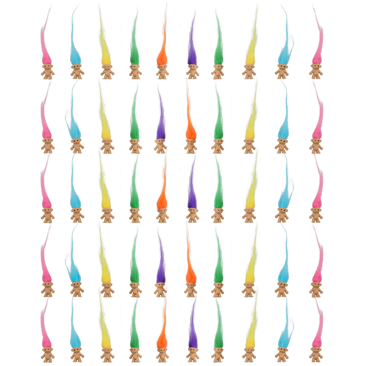 Sparkle Pins lucky mini trolls with 0.78-inch bodies ideal for classroom storytelling.