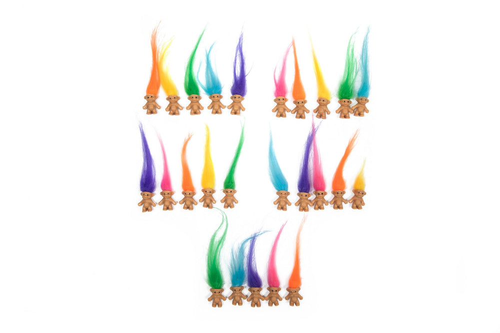 Sparkle Pins Lucky Troll dolls with colorful hair for vibrant crafts.