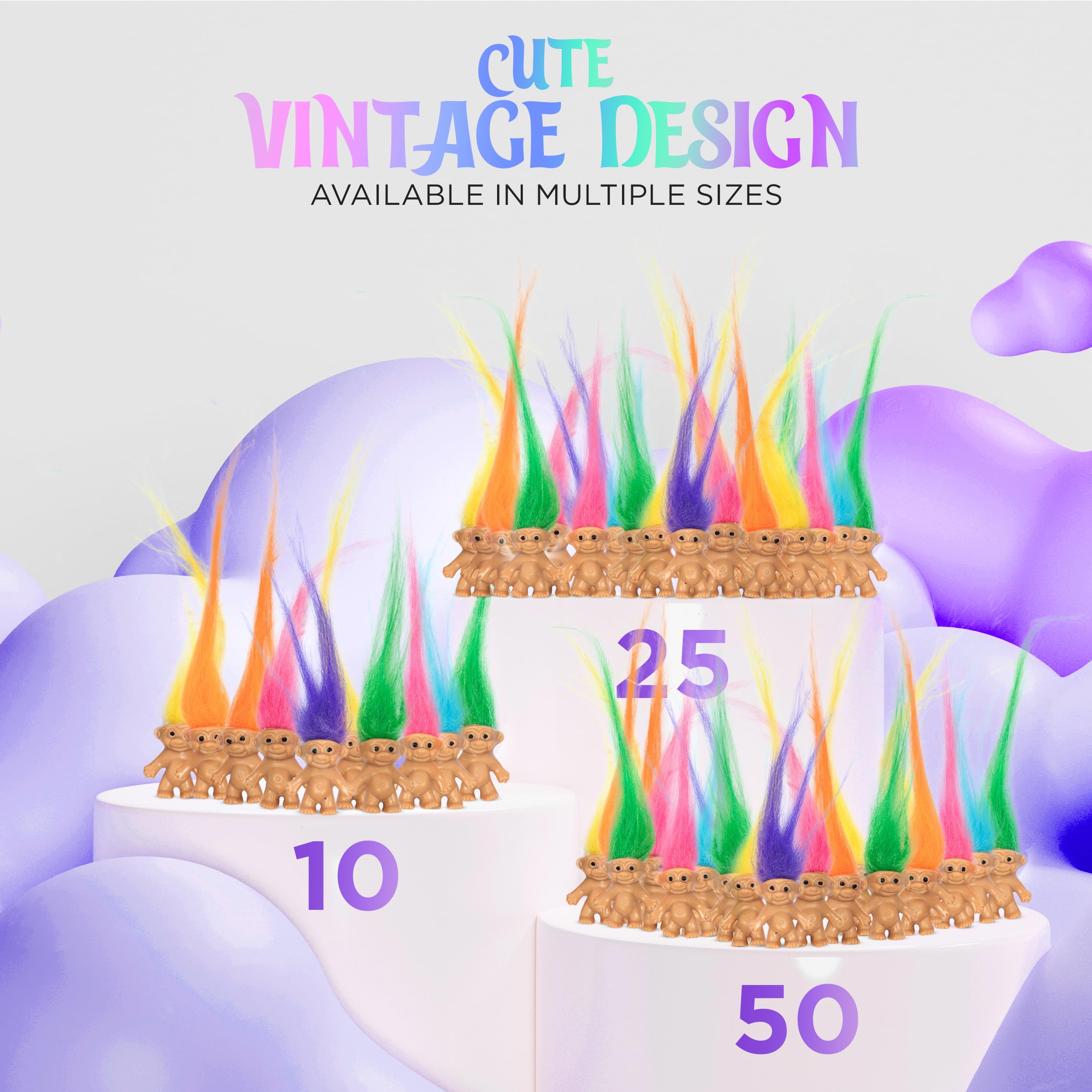 Sparkle Pins mini troll cake toppers add whimsy to celebrations and desserts.