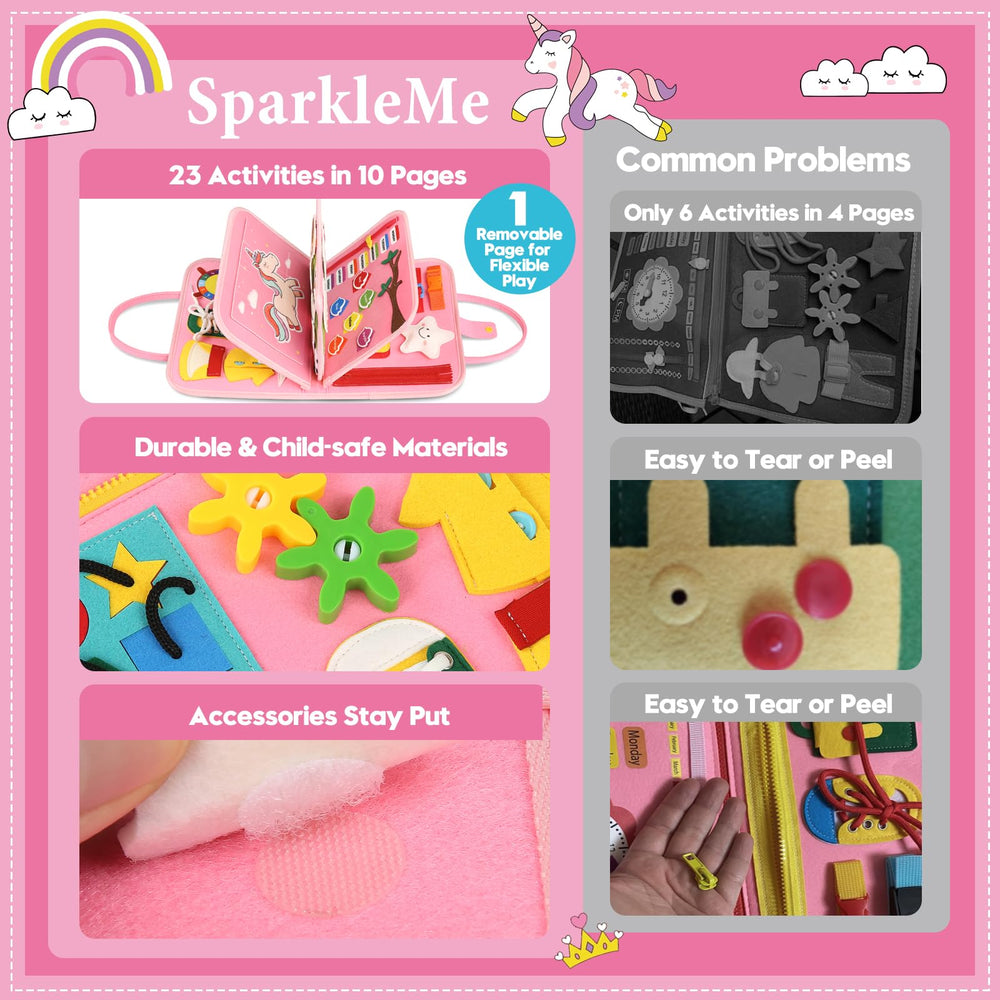 SparkleMe busy board telling time page introduces time concepts for preschoolers