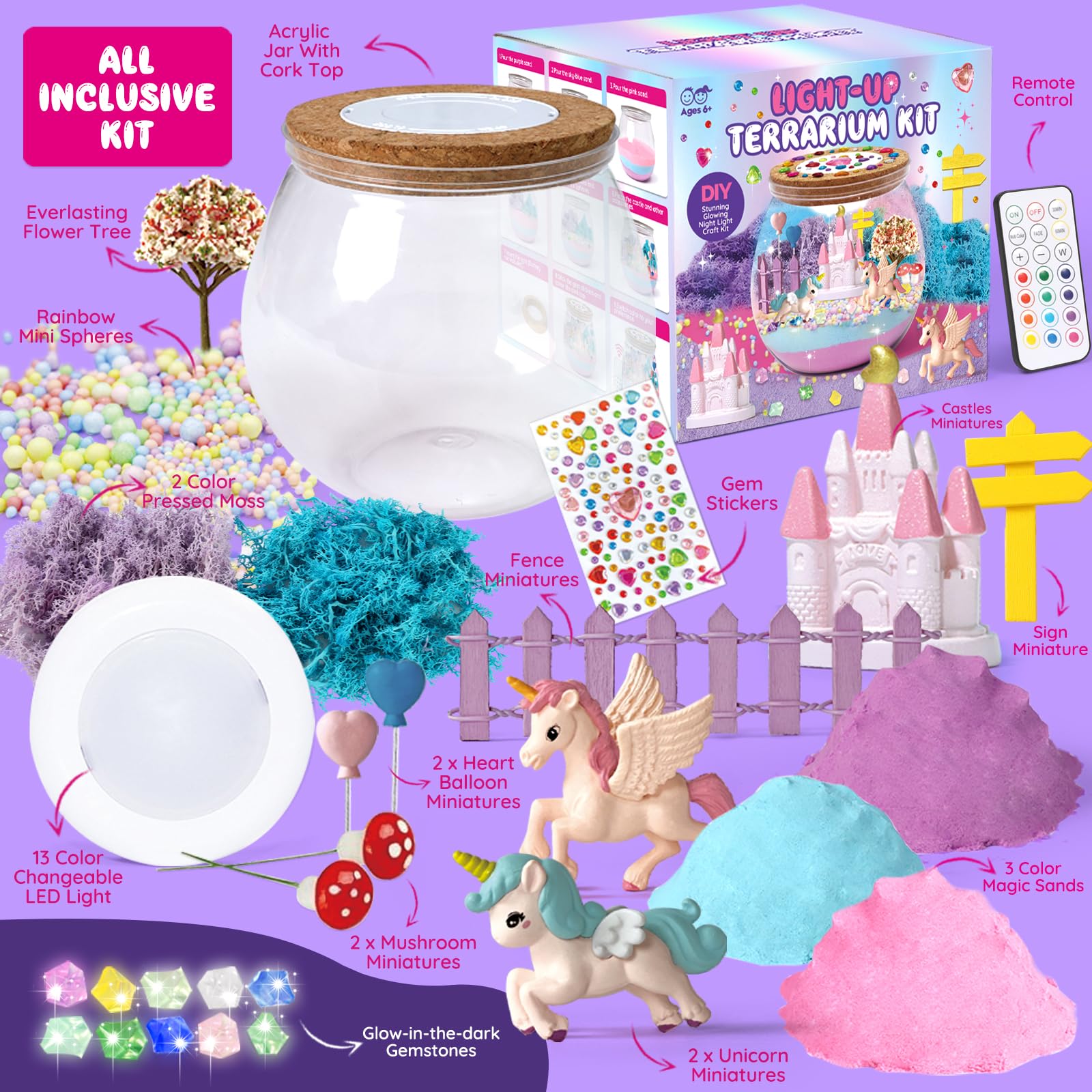 SparkleMe Unicorn Terrarium Kit girl crafts time for imaginative play.