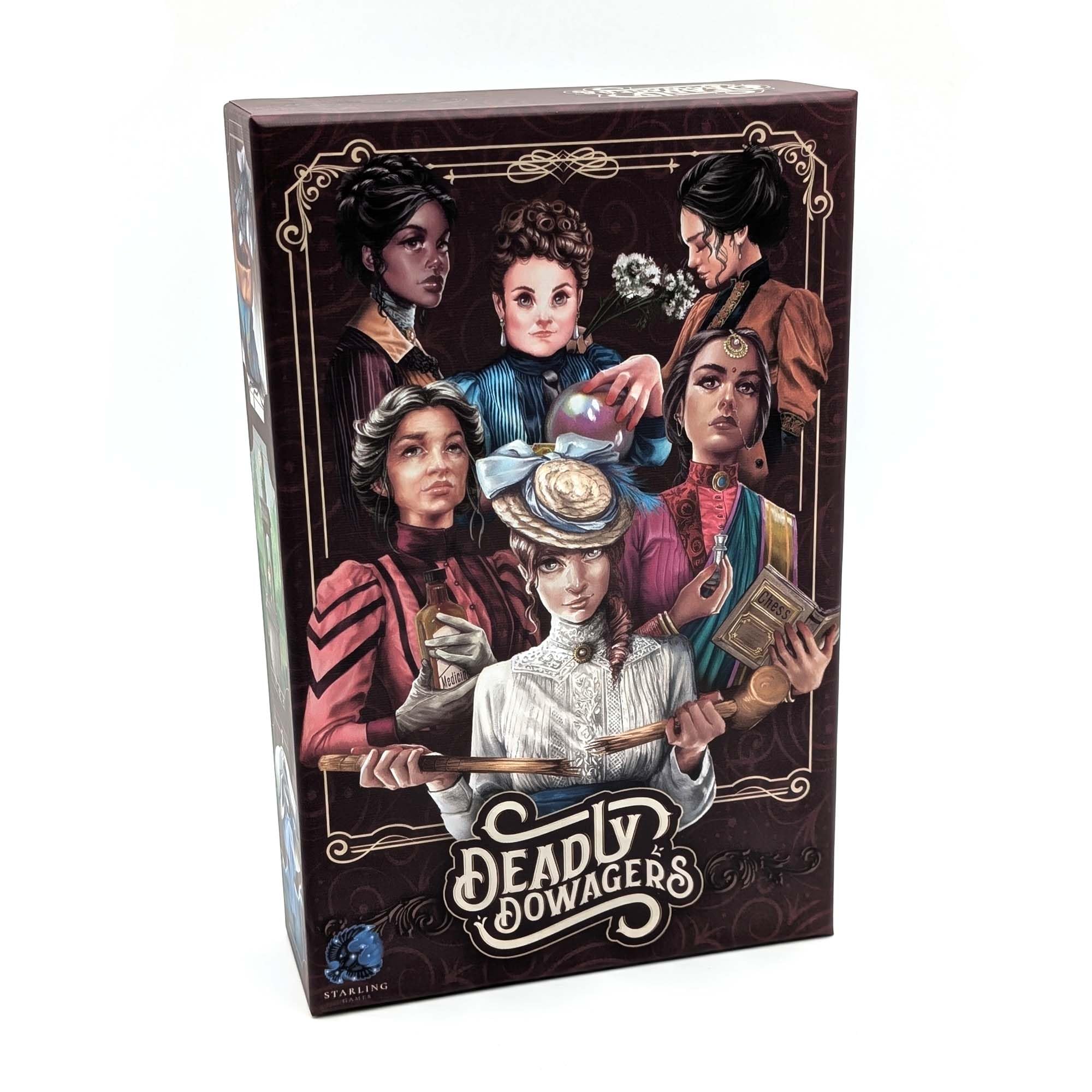 SparkWorks Deadly Dowagers box showcases Victorian intrigue for thrilling game nights.