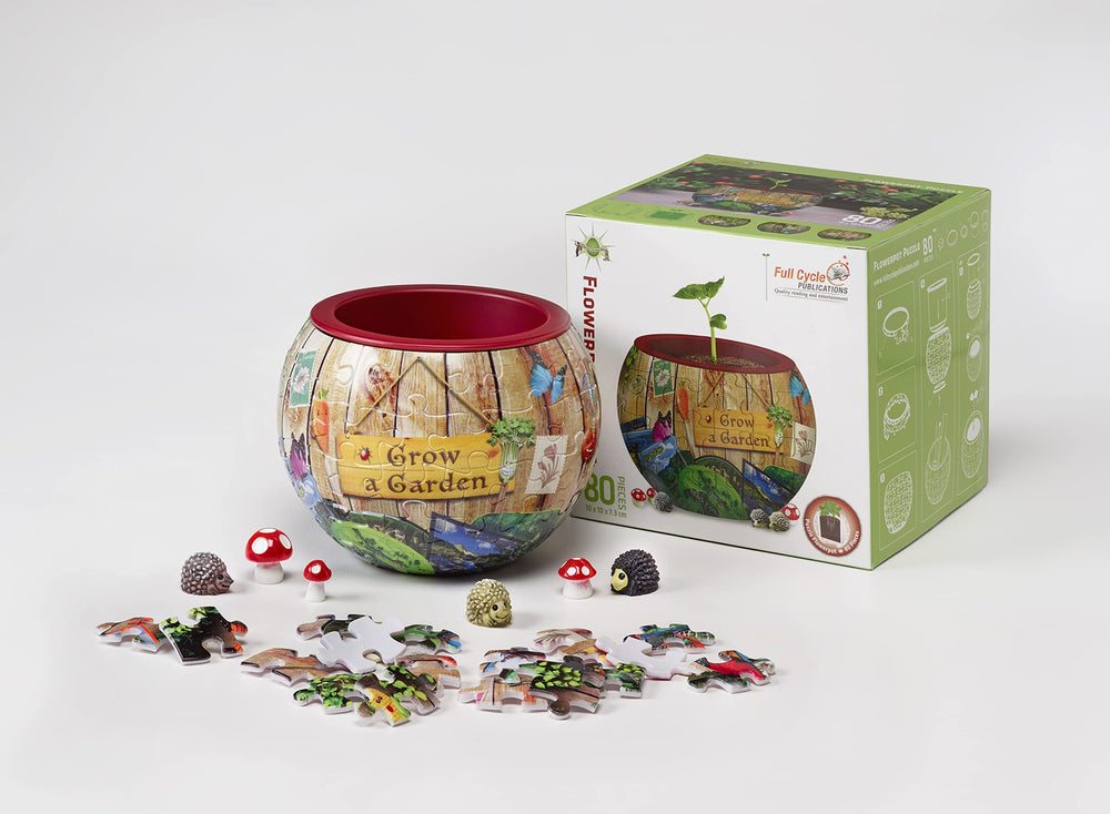 Grow a Garden 3D Flowerpot Puzzle - puzzle pieces interlock for sturdy structure.