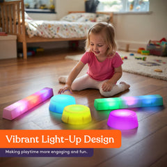 Special Supplies LED stepping stones feature non-slip rubber for safe indoor or outdoor use