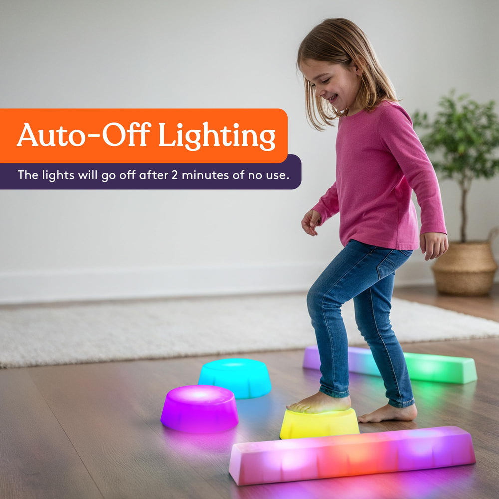Special Supplies LED stepping stones are portable and stackable for easy transport