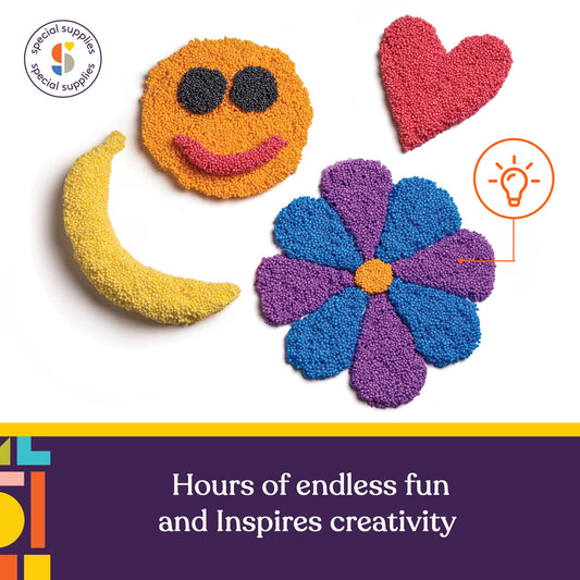 Special Supplies soft, pliable foam beads are safe and easy for sensory play and building.
