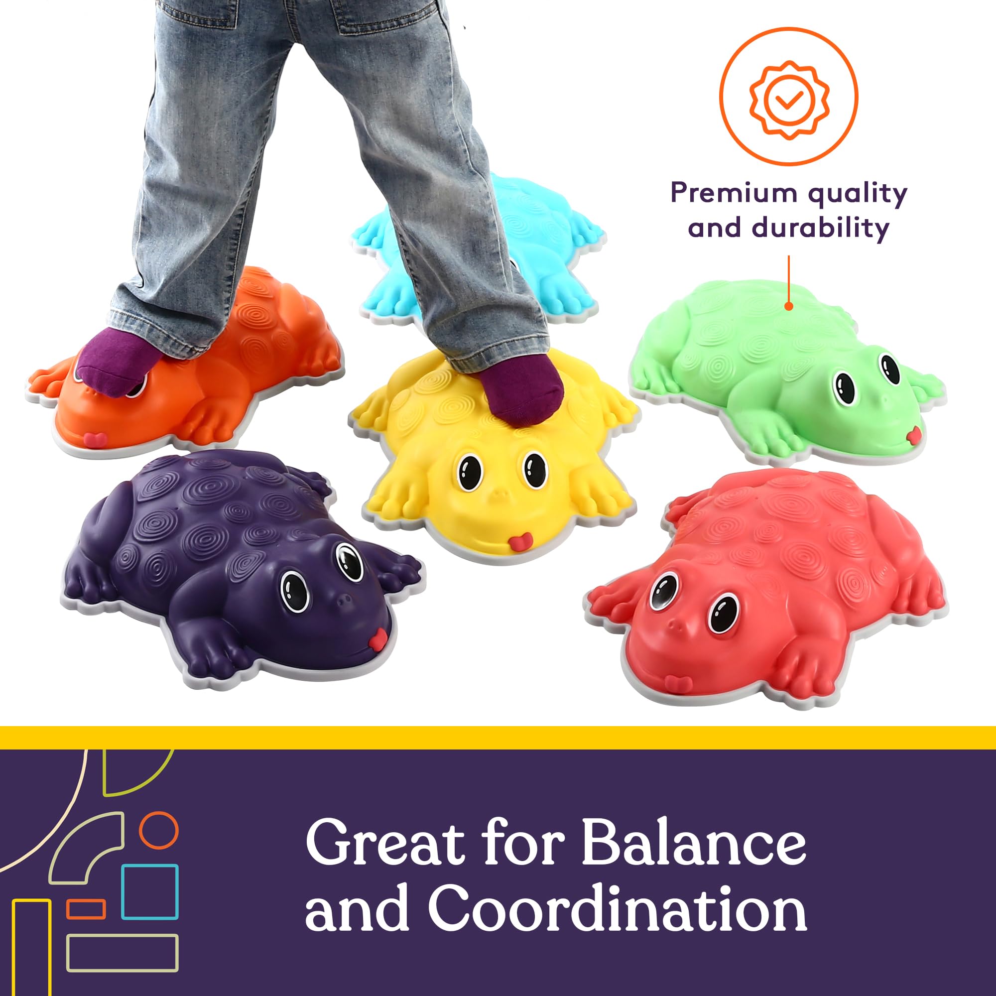 Special Supplies stepping stones durable rubber construction withstands active play.