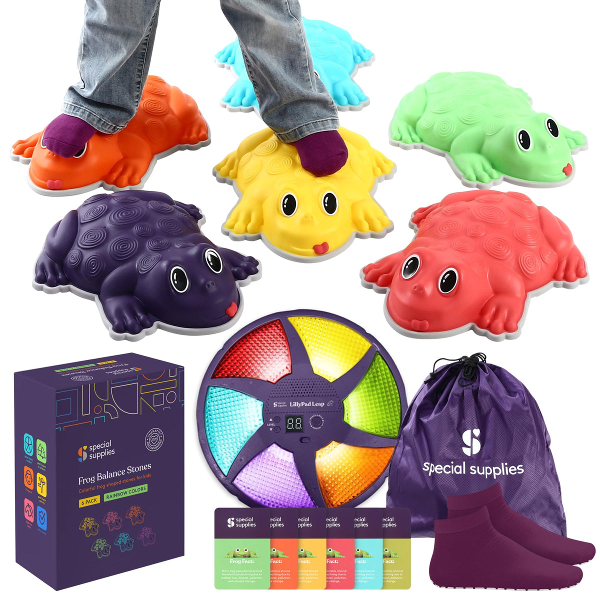 Special Supplies stepping stones frog block side view for balance practice and safe play.