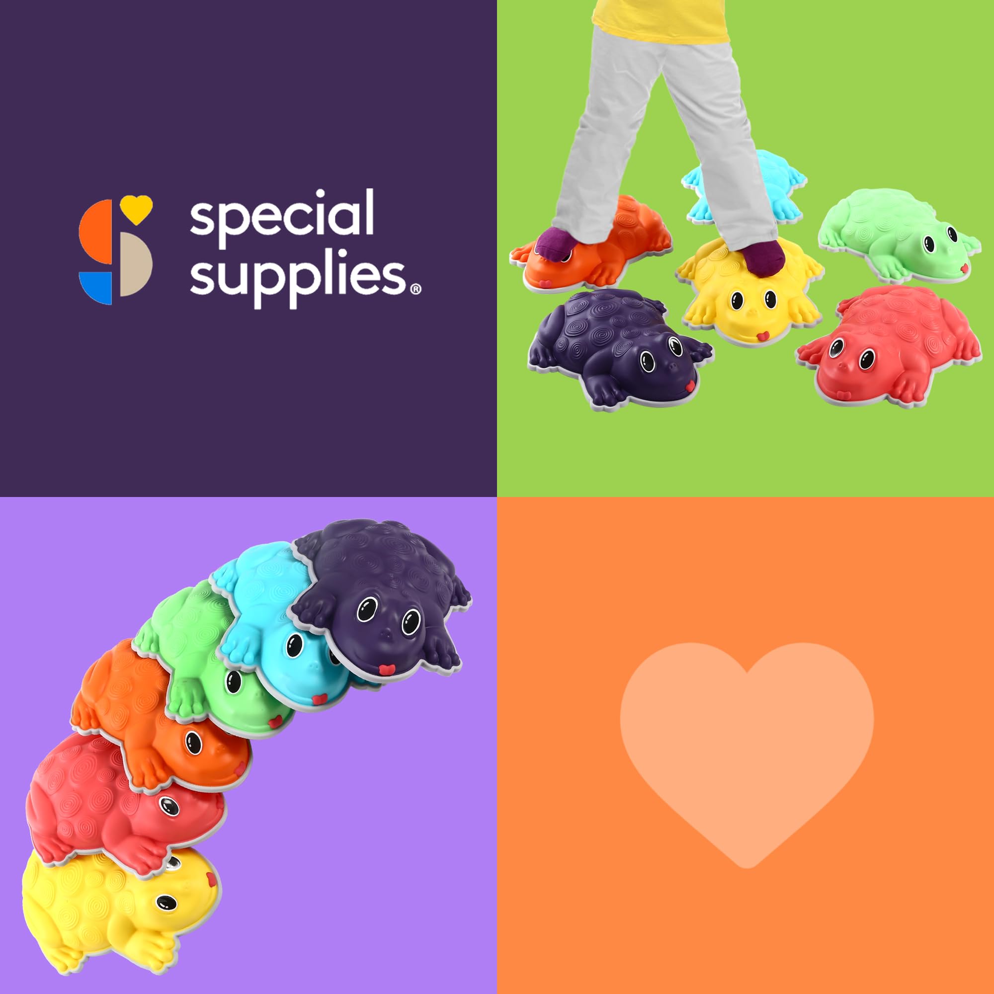 Special Supplies stepping stones game included for added activity options.