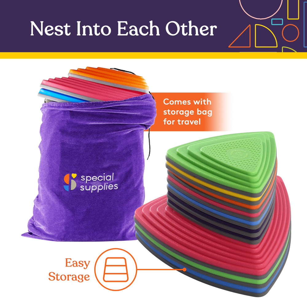Special Supplies stepping stones for indoor and outdoor use on carpet, tile, or grass.