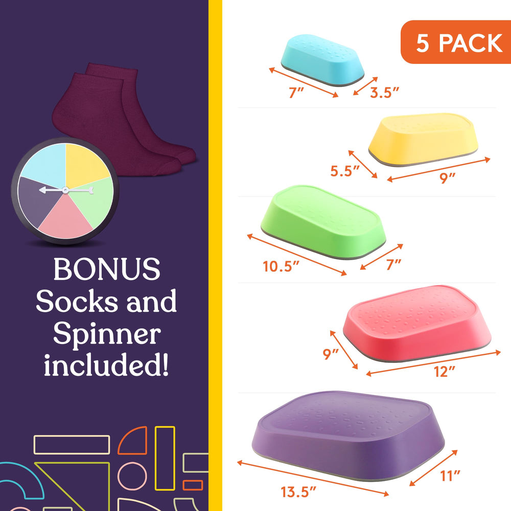Special Supplies rainbow stepping stones varying heights for growing coordination