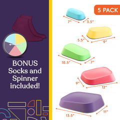 Special Supplies rainbow stepping stones varying heights for growing coordination