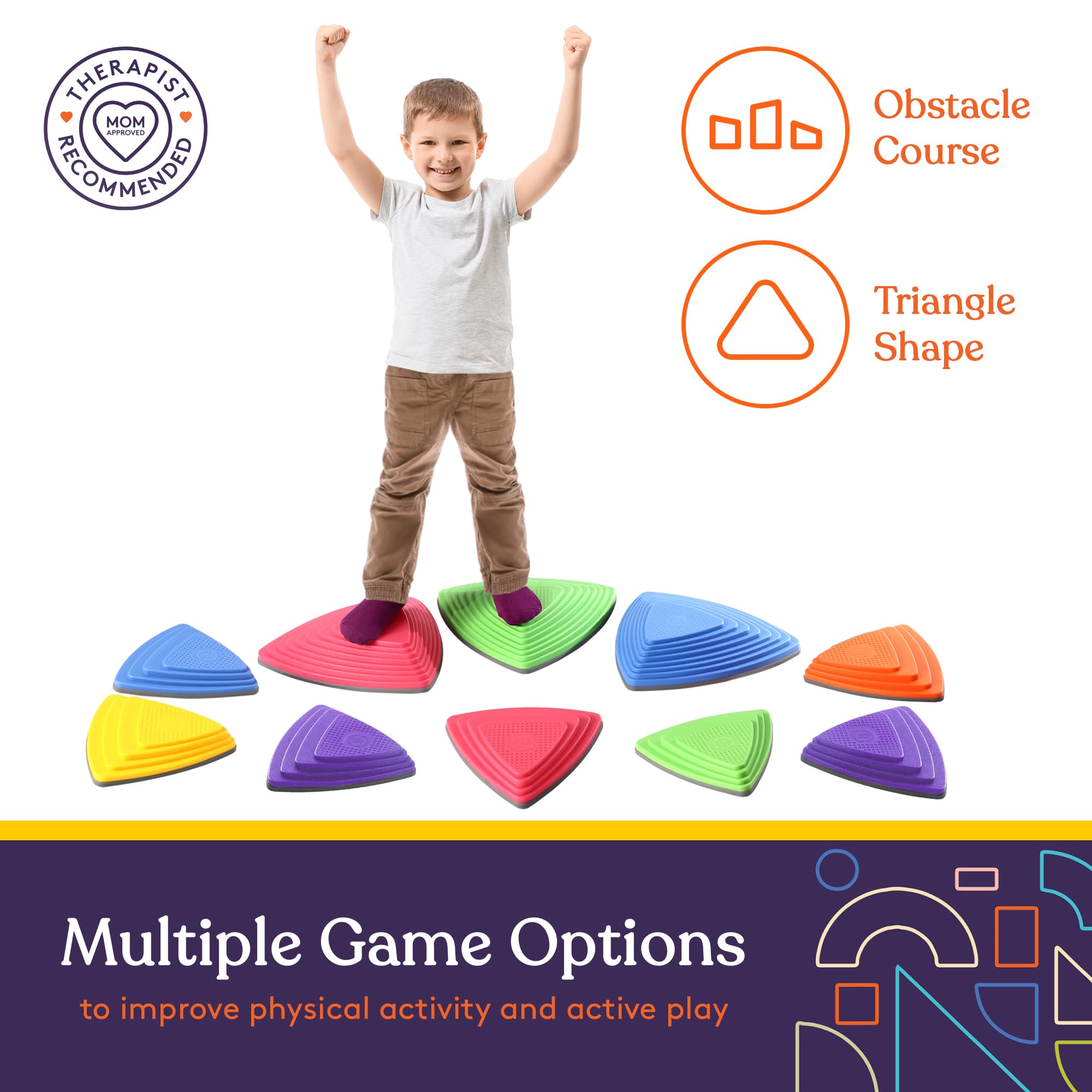 Special Supplies rubber stepping stones with slip-resistant bottoms for safer play.