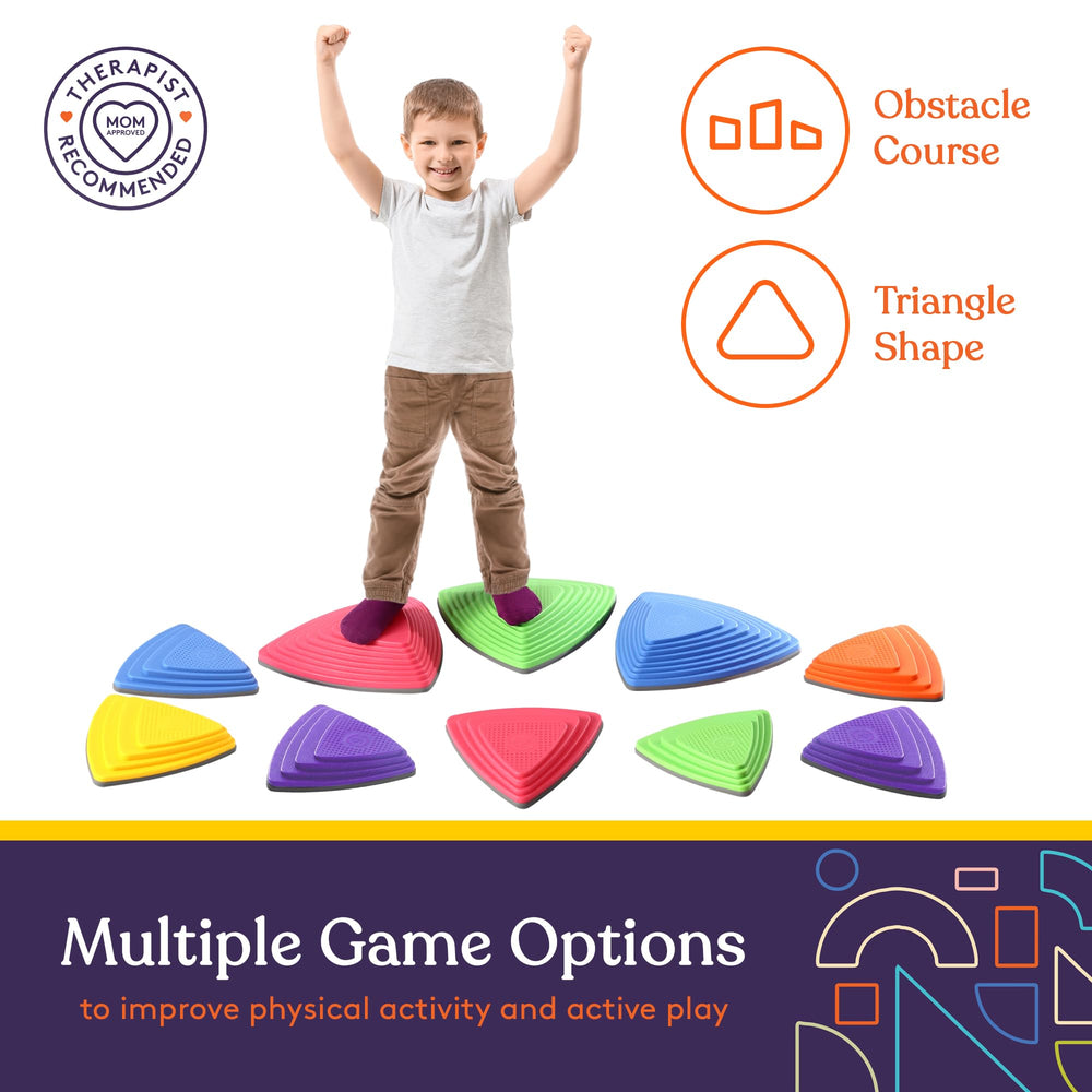 Special Supplies rubber stepping stones with slip-resistant bottoms for safer play.