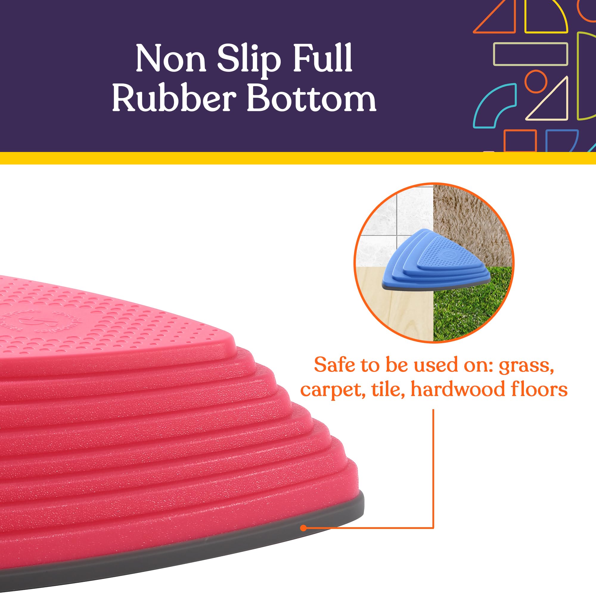 Special Supplies stepping stones of varying heights to challenge growing kids.