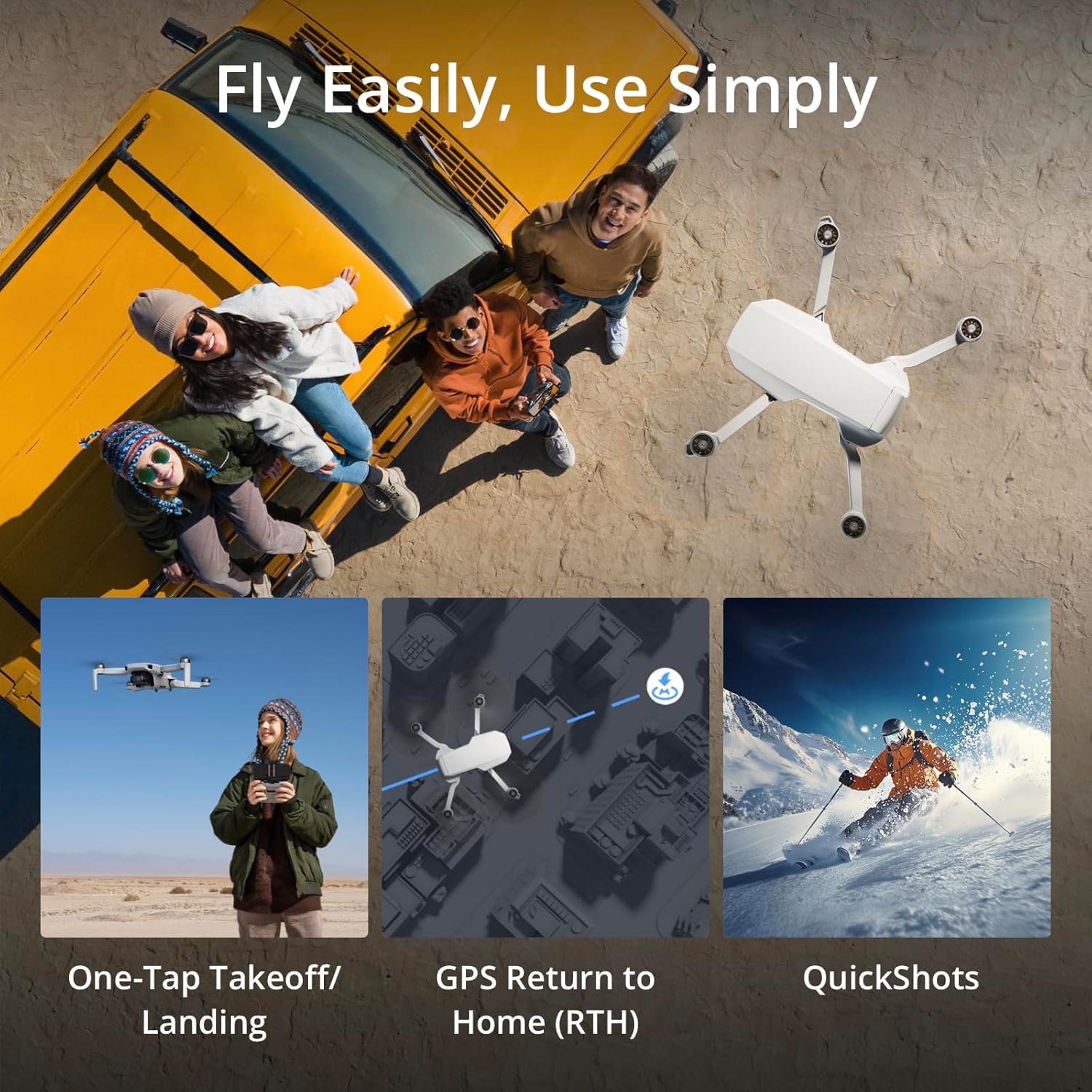 SPECTA Mini Drone 3-axis gimbal stabilizes footage for smooth shots
