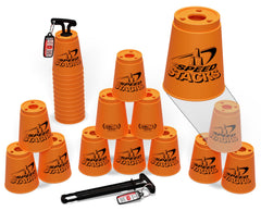 Speed Stacks 12 orange cups ready for fast stacking practice and skill development.