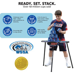 Speed Stacks blue portable package supports on-the-go practice and transport.