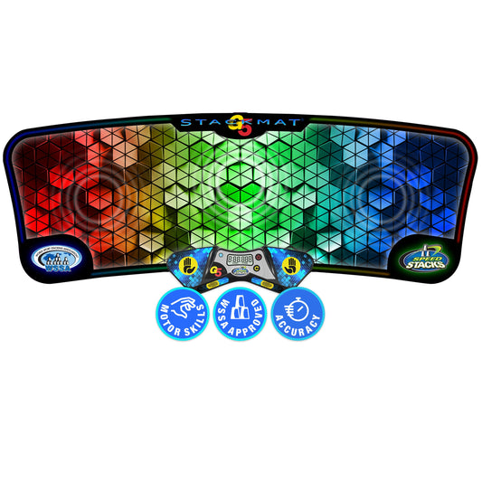 Speed Stacks G5 StackMat timer display shows precise 0.001s timing for competitive stacks.