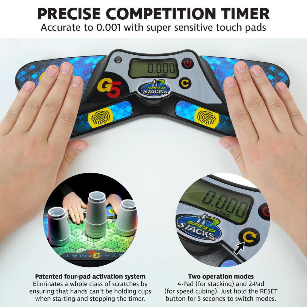 Speed Stacks G5 Timer in competition-ready stance for official events