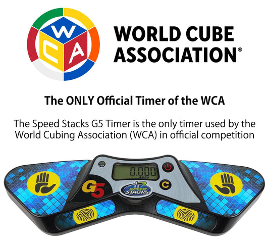 Close-up of Speed Stacks G5 Timer with 2-Pad and 4-Pad mode labels