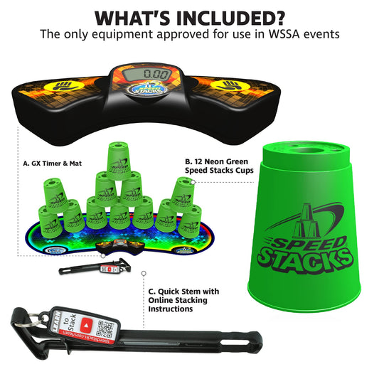 Speed Stacks GX timer captures split-second timing to pace training sessions.
