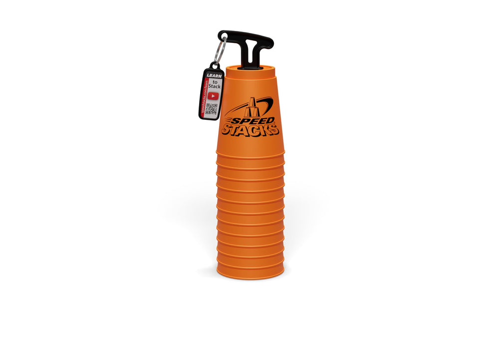 Speed Stacks cups in action during a stack routine, improving hand-eye coordination.