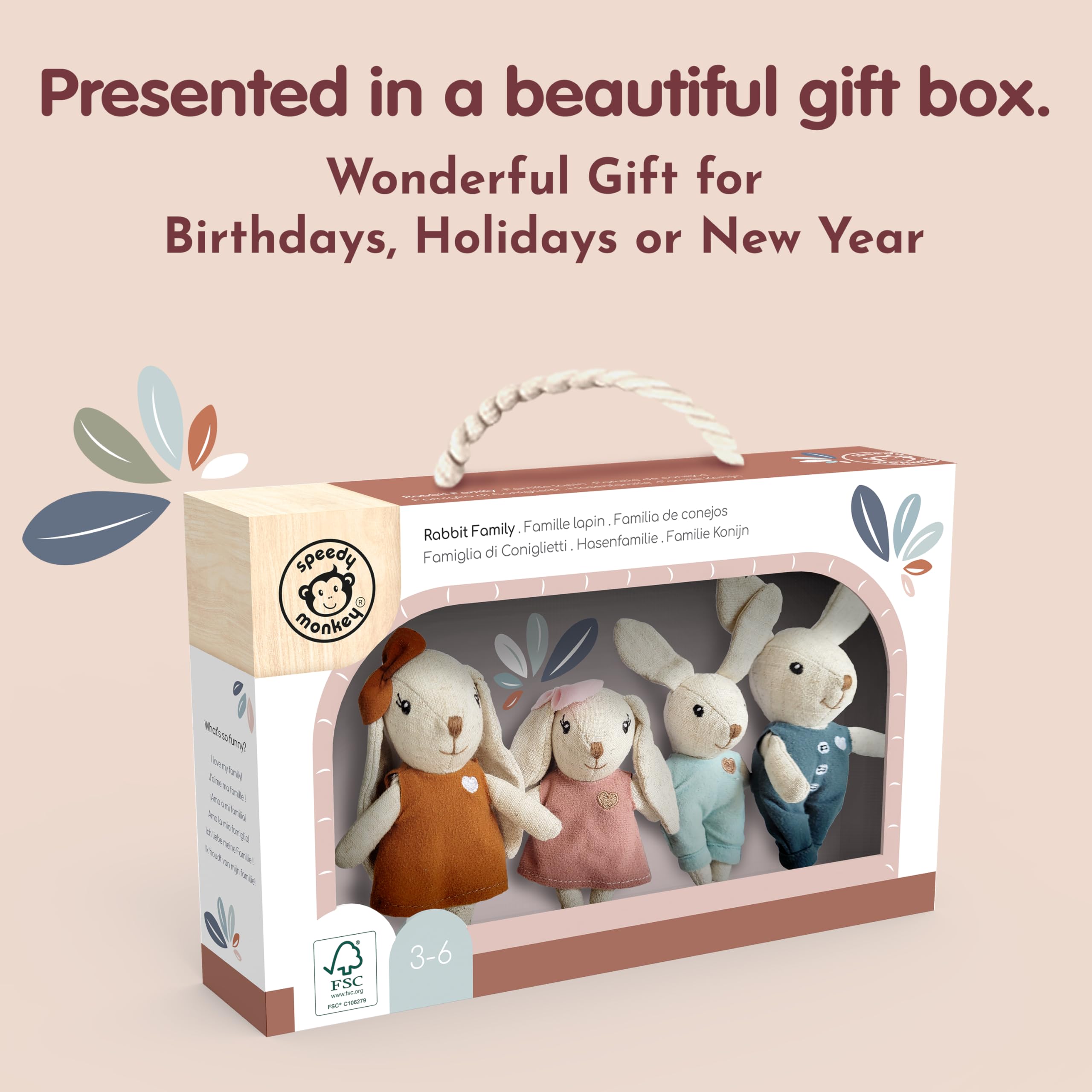 SPEEDY MONKEY rabbit family dollhouse setup inspires creative adventures during pretend play.