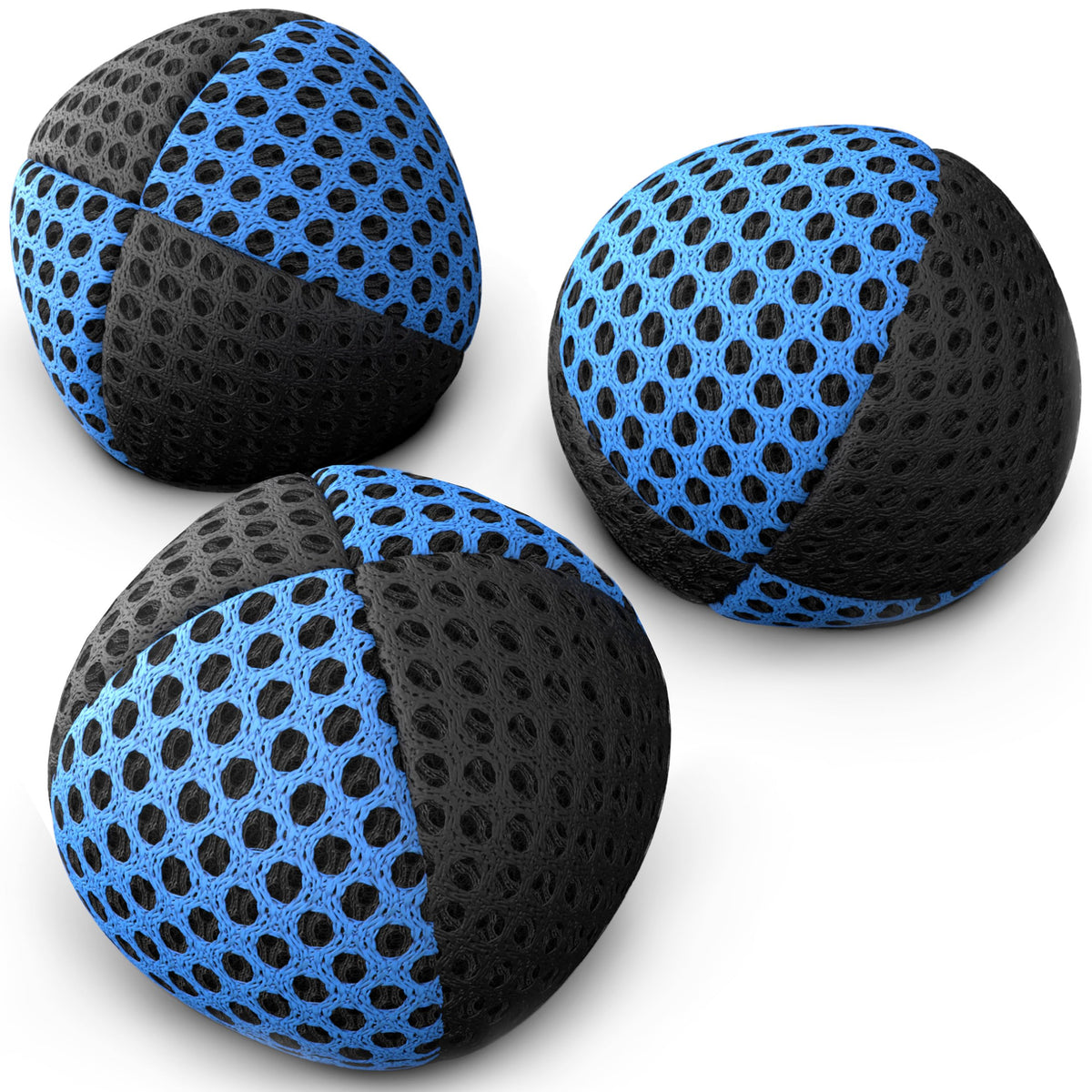 Speevers Xballs 3-pack in black-blue for beginner-friendly practice with steady grip.