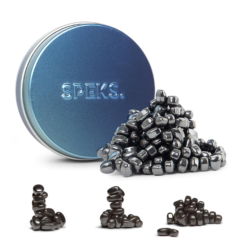 Speks Crags ferrite stones in a tin offer tactile, mess-free stress relief