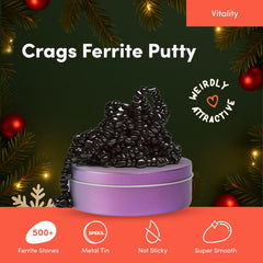 Speks Crags ferrite stones in a metal tin; vivid colors boost desk aesthetics and sensorial play.