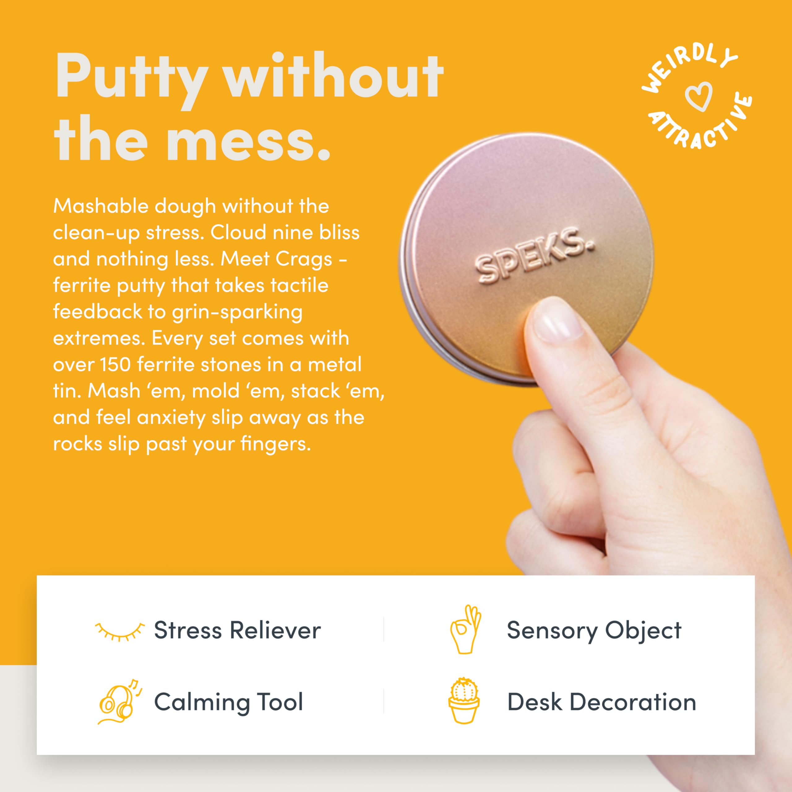 Speks Crags desk toy with ferrite stones enhances stress-free concentration.