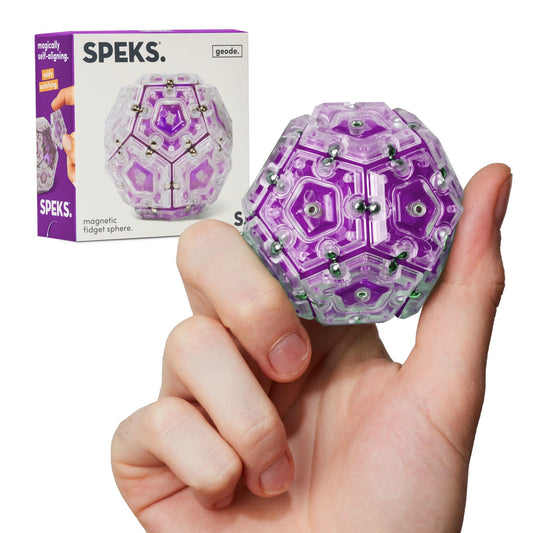 Speks Geode gel-filled stress ball close-up of interlocking pieces for tactile focus.