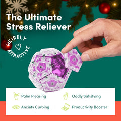 Speks Geode gel-filled stress ball magnets in action forming modular shapes.