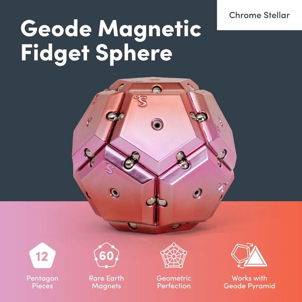 Speks Geode snaps and stacks with rare-earth magnets for sensory play.