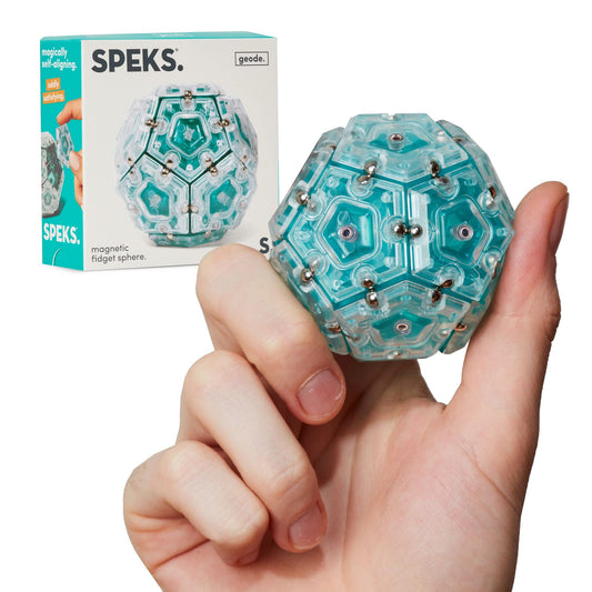 Speks Geode aqua sphere, a calm desk toy for focus and mindful play