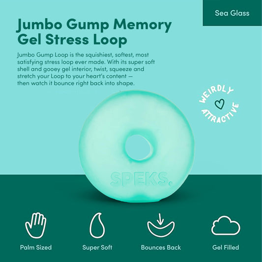 Speks Gump Jumbo Loop being squeezed in hand to boost focus and calm nerves.