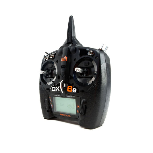 Spektrum DX6e top panel highlights quick-access controls.