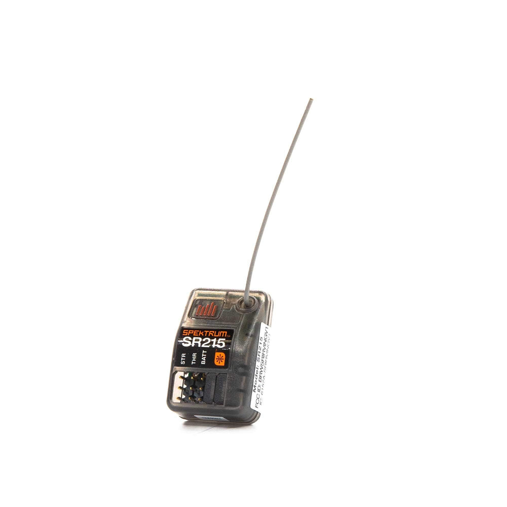 Spektrum SR215 illustrates the integrated antenna tube slot for clean routing.