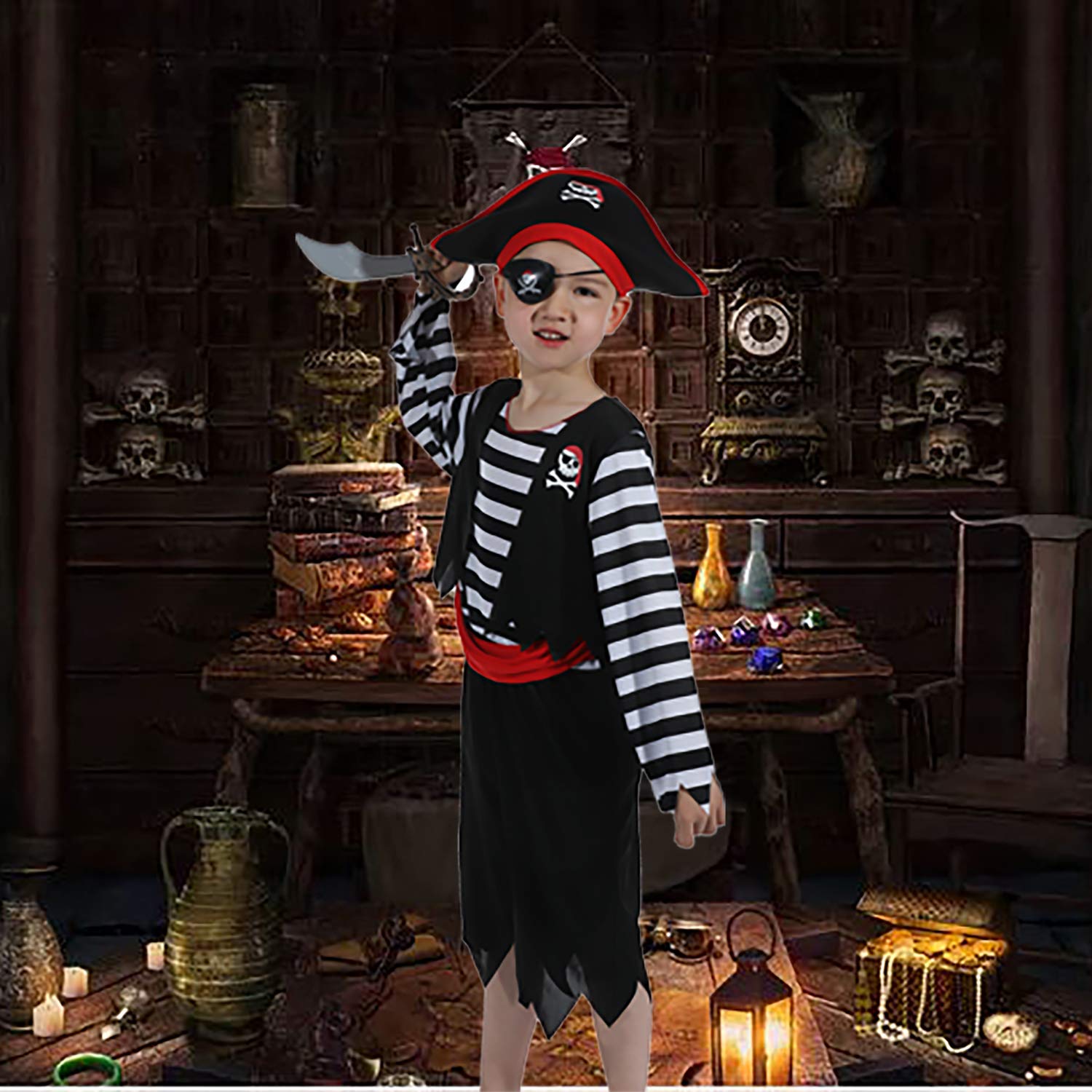 SP Funworld pirate costume hat skull print detail for vivid costume accuracy.