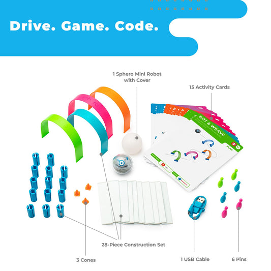 Sphero Mini activity cards guiding STEM challenges