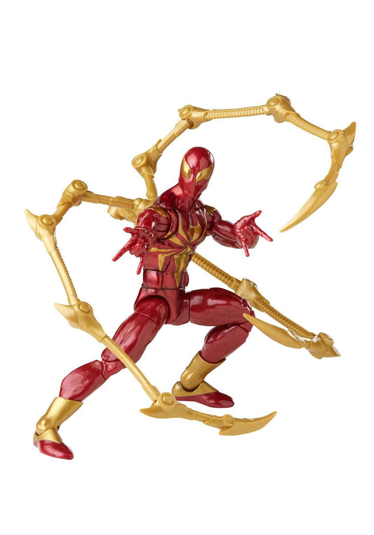 Iron Spider figure close-up showing Stark-tech armor details and sculpting.