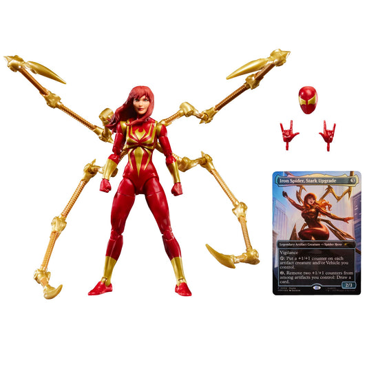 Mary Jane Watson Iron Spider figure from Spider-Man Marvel Legends, ready for display.