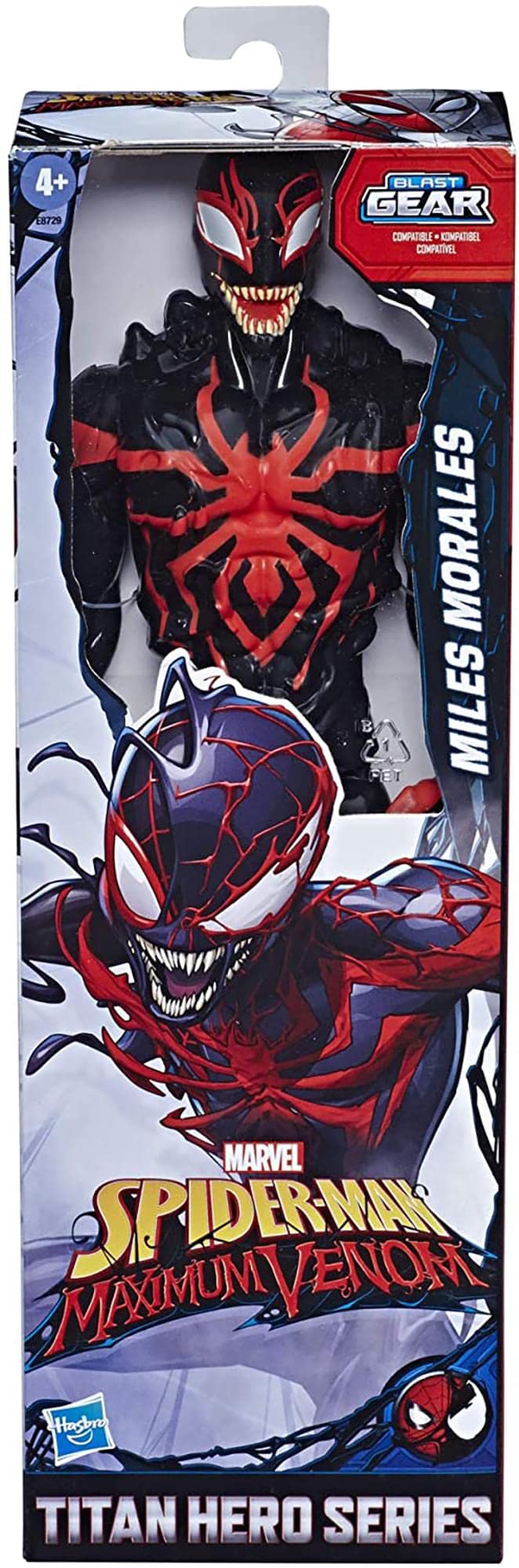 Spider-Man SPD MAX Venom Titan Miles Morales side packaging view.