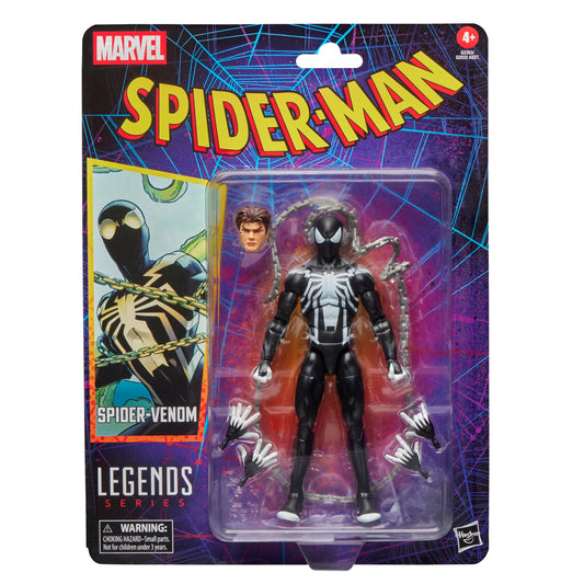 Spider-Venom figure face highlights premium details, perfect for display.