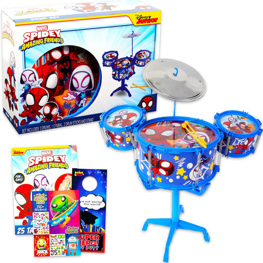 Spider-Man drum set toy with 3 drums sparks imaginative play and rhythm.