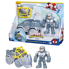 Action figure set with vehicle shown together for coordinated rescue missions.